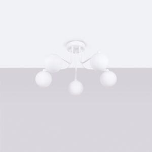Pendant Lamp Karbon 5 arm White Ceiling Chandeliers Great Lighting UK Ltd