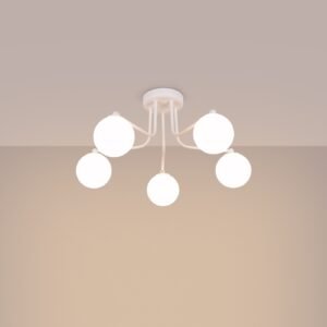 Pendant Lamp Karbon 5 arm White Ceiling Chandeliers Great Lighting UK Ltd