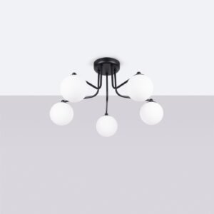 Pendant Lamp Karbon 5 arm Black Ceiling Chandeliers Great Lighting UK Ltd