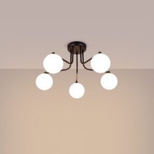 Pendant Lamp Karbon 5 arm Black Ceiling Chandeliers Great Lighting UK Ltd