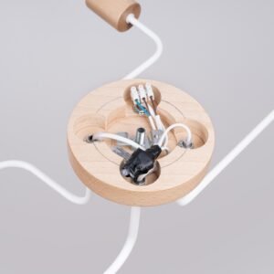 Pendant Lamp Karbon 4 arm White / Natural Wood Ceiling Chandeliers Great Lighting UK Ltd