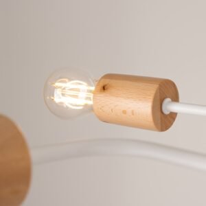 Pendant Lamp Karbon 4 arm White / Natural Wood Ceiling Chandeliers Great Lighting UK Ltd