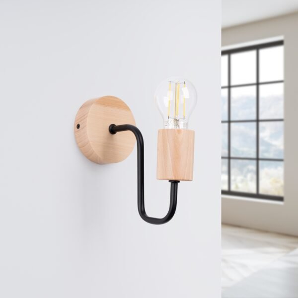 Wall Lamp Timbo Black/natural Wood Modern Pendant Lights Great Lighting UK Ltd