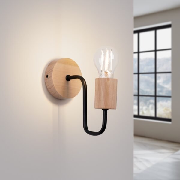 Wall Lamp Timbo Black/natural Wood Modern Pendant Lights Great Lighting UK Ltd