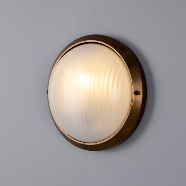 Florina Round Dome Outdoor Wall Light 26cm IP44 Brass Bathroom Wall Sconces Great Lighting UK Ltd