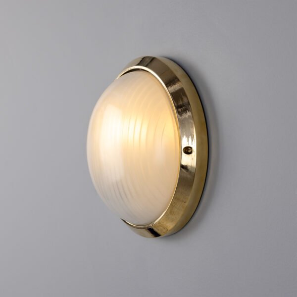 Florina Round Dome Outdoor Wall Light 26cm IP44 Brass Bathroom Wall Sconces Great Lighting UK Ltd