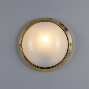 Florina Round Dome Outdoor Wall Light 26cm IP44 Brass Bathroom Wall Sconces Great Lighting UK Ltd