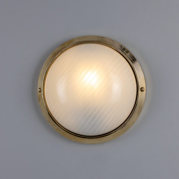 Florina Round Dome Outdoor Wall Light 26cm IP44 Brass Bathroom Wall Sconces Great Lighting UK Ltd