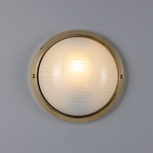 Florina Round Dome Outdoor Wall Light 26cm IP44 Brass Bathroom Wall Sconces Great Lighting UK Ltd