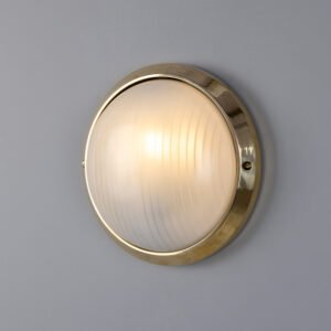Florina Round Dome Outdoor Wall Light 26cm IP44 Brass Bathroom Wall Sconces Great Lighting UK Ltd