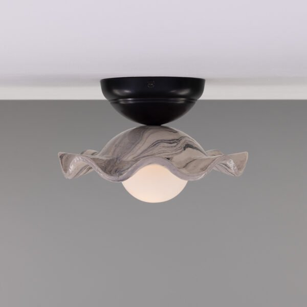 Rivale Ceiling Light with Wavy Marbled Ceramic Shade Ceramic Ceiling Lights Great Lighting UK Ltd