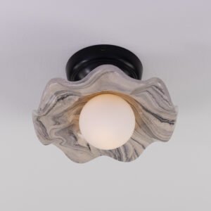 Rivale Ceiling Light with Wavy Marbled Ceramic Shade Ceramic Ceiling Lights Great Lighting UK Ltd