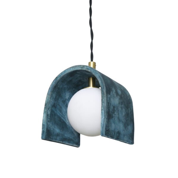 Tansy Minimalist Organic Ceramic Pendant Light in Blue Earth Ceramic Pendant Lighting Great Lighting UK Ltd