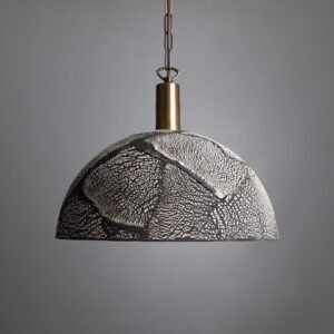 Kauri Organic Black Clay Ceramic Dome Pendant Light 37cm Ceramic Pendant Lighting Great Lighting UK Ltd
