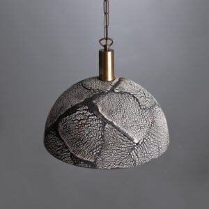 Kauri Organic Black Clay Ceramic Dome Pendant Light 37cm Ceramic Pendant Lighting Great Lighting UK Ltd