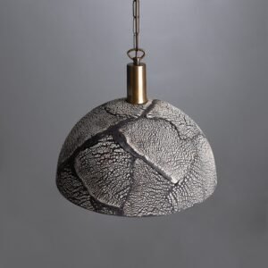 Kauri Organic Black Clay Ceramic Dome Pendant Light 37cm Ceramic Pendant Lighting Great Lighting UK Ltd