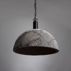 Kauri Organic Black Clay Ceramic Dome Pendant Light 37cm Ceramic Pendant Lighting Great Lighting UK Ltd