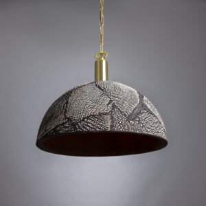Kauri Organic Black Clay Ceramic Dome Pendant Light 37cm Ceramic Pendant Lighting Great Lighting UK Ltd
