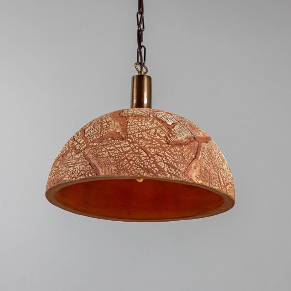 Kauri Organic Red Iron Ceramic Dome Pendant Light Ceramic Pendant Lighting Great Lighting UK Ltd