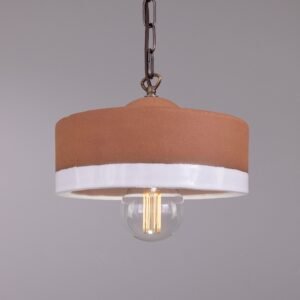Seville Terracotta and White Glaze Ceramic Pendant Light Bedroom Pendant Lights Great Lighting UK Ltd