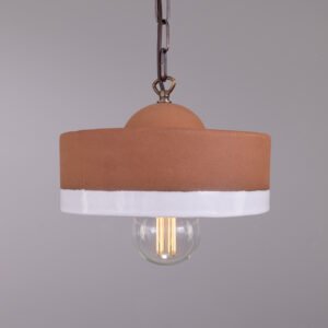 Seville Terracotta and White Glaze Ceramic Pendant Light Bedroom Pendant Lights Great Lighting UK Ltd