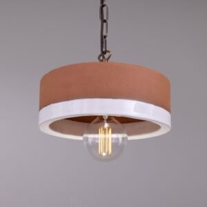 Seville Terracotta and White Glaze Ceramic Pendant Light Bedroom Pendant Lights Great Lighting UK Ltd
