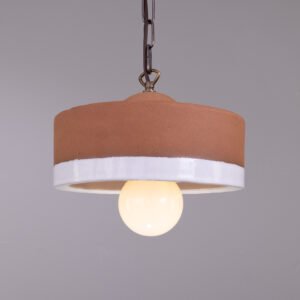 Seville Terracotta and White Glaze Ceramic Pendant Light Bedroom Pendant Lights Great Lighting UK Ltd