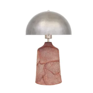Cassia Tall Red Iron Ceramic Table Lamp with Brass Dome Shade Brass Table Lamps Great Lighting UK Ltd