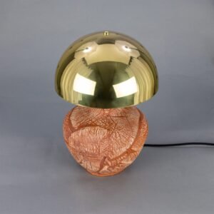 Lawson Red Iron Ceramic Table Lamp with Brass Dome Shade Ceramic Table Lamps Great Lighting UK Ltd