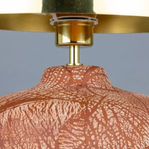 Lawson Red Iron Ceramic Table Lamp with Brass Dome Shade Ceramic Table Lamps Great Lighting UK Ltd