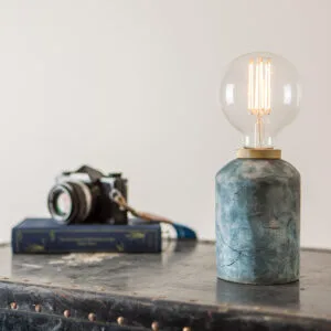 Bixa Small Table Lamp in Ceramic Blue Earth Ceramic Table Lamps Great Lighting UK Ltd