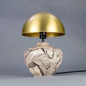 Lawson Ceramic Marbled Table Lamp with Brass Dome Shade Brass Table Lamps Great Lighting UK Ltd