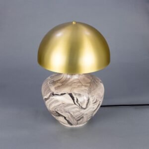 Lawson Ceramic Marbled Table Lamp with Brass Dome Shade Brass Table Lamps Great Lighting UK Ltd