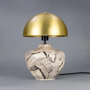 Lawson Ceramic Marbled Table Lamp with Brass Dome Shade Brass Table Lamps Great Lighting UK Ltd