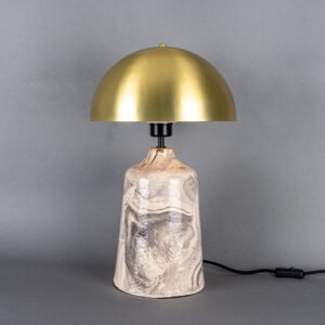 Cassia Tall Ceramic Marbled Table Lamp with Brass Dome Shade Ceramic Table Lamps Great Lighting UK Ltd