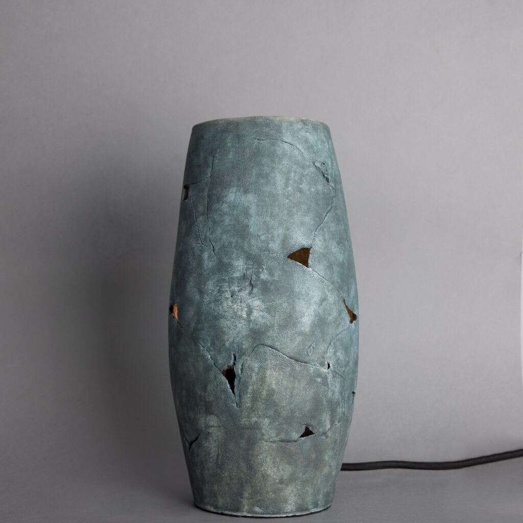 Carya Rustic Ceramic Blue Earth Table Lamp