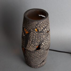 Rustic Carya Black Clay Ceramic Table Lamp Ceramic Table Lamps Great Lighting UK Ltd
