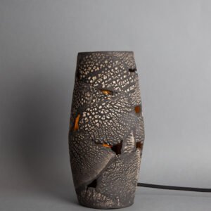 Rustic Carya Black Clay Ceramic Table Lamp Ceramic Table Lamps Great Lighting UK Ltd