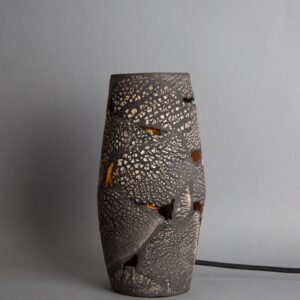Rustic Carya Black Clay Ceramic Table Lamp Ceramic Table Lamps Great Lighting UK Ltd
