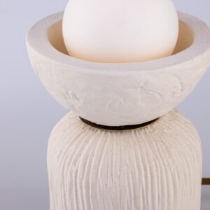 Prali Matt White Striped Ceramic Table Lamp with Glass Globe Ceramic Table Lamps Great Lighting UK Ltd