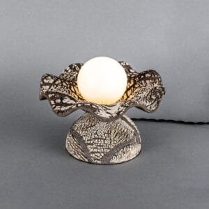Rivale Table Lamp with Wavy Ceramic Shade, Black Clay Ceramic Table Lamps Great Lighting UK Ltd