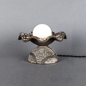 Rivale Table Lamp with Wavy Ceramic Shade, Black Clay Ceramic Table Lamps Great Lighting UK Ltd