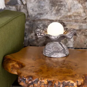 Rivale Table Lamp with Wavy Ceramic Shade, Black Clay Ceramic Table Lamps Great Lighting UK Ltd