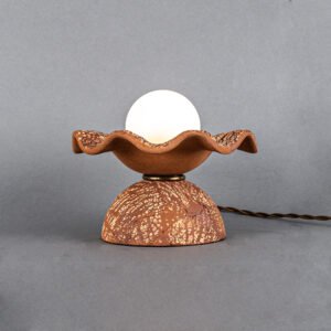 Rivale Table Lamp with Wavy Red Iron Ceramic Shade Ceramic Table Lamps Great Lighting UK Ltd