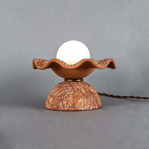 Rivale Table Lamp with Wavy Red Iron Ceramic Shade Ceramic Table Lamps Great Lighting UK Ltd