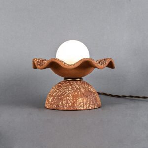 Rivale Table Lamp with Wavy Red Iron Ceramic Shade Ceramic Table Lamps Great Lighting UK Ltd