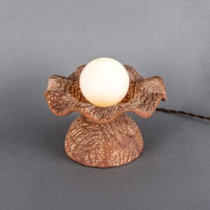 Rivale Table Lamp with Wavy Red Iron Ceramic Shade Ceramic Table Lamps Great Lighting UK Ltd
