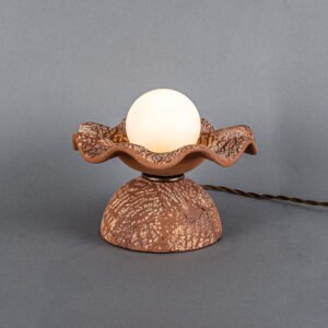 Rivale Table Lamp with Wavy Red Iron Ceramic Shade Ceramic Table Lamps Great Lighting UK Ltd
