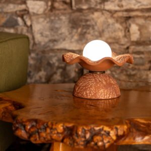 Rivale Table Lamp with Wavy Red Iron Ceramic Shade Ceramic Table Lamps Great Lighting UK Ltd