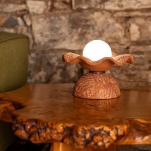 Rivale Table Lamp with Wavy Red Iron Ceramic Shade Ceramic Table Lamps Great Lighting UK Ltd